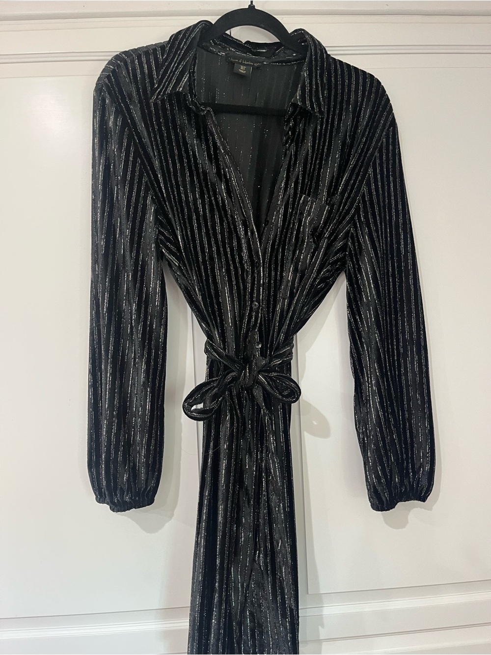House of Harlow Black Metallic Striped Wrap Dress - Express